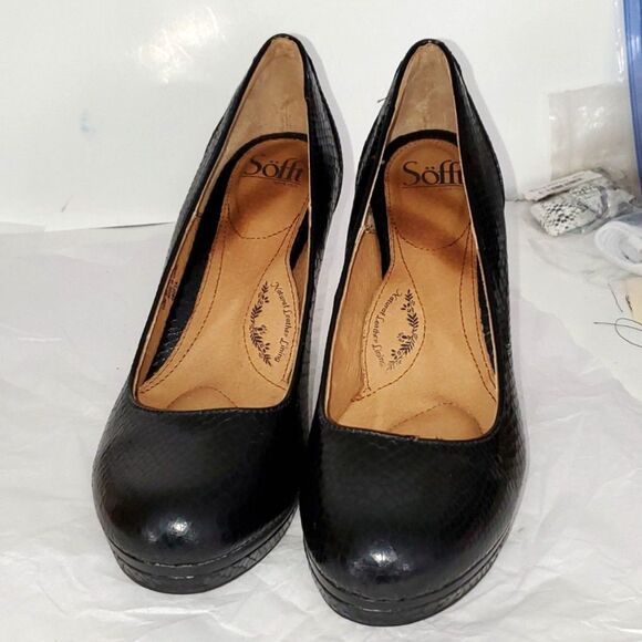 Sofft Women's Platform Shoes Leather Lining Chunky Heel Textured Career 10M - Picture 1 of 13